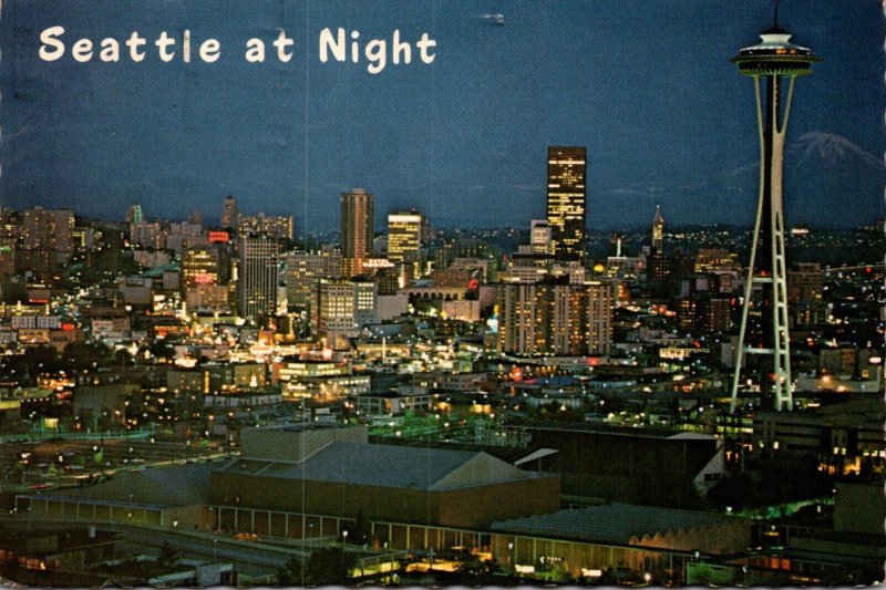 Washington Seattle Panorama At Night 1976