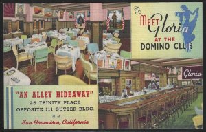 Domino Club, Restaurant & Cocktail Lounge, San, Francisco, CA., Early Postcard