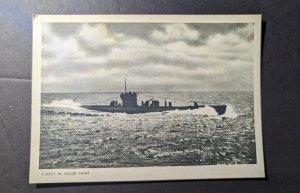 Mint Germany Navy Ship Uboat Postcard Uboat at Full Speed Sailing