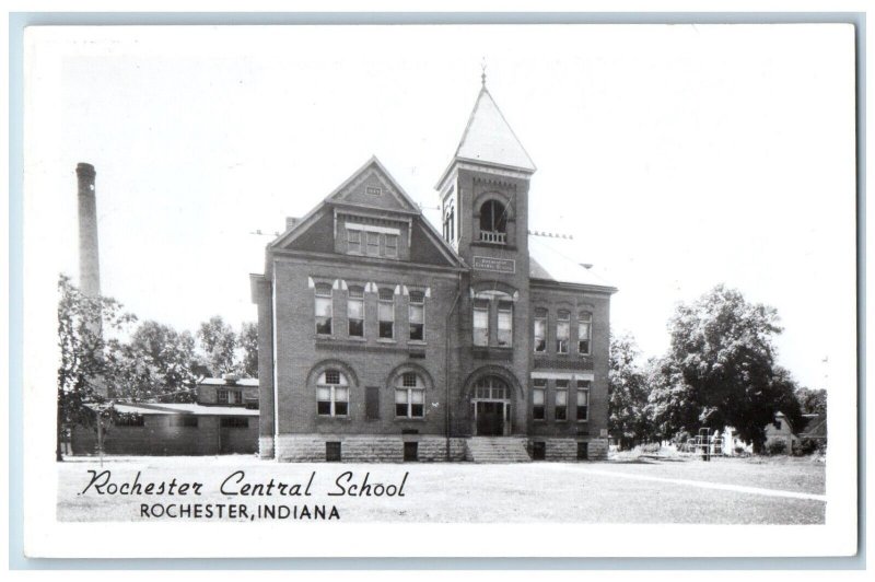 Rochester Indiana IN Postcard RPPC Photo Rochester Central School c1930's