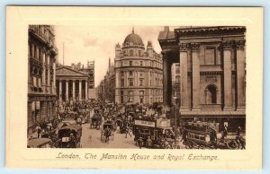 LONDON, ENGLAND Street Scene MANSION HOUSE ROYAL EXCHANGE Embossed Tuck Postcard