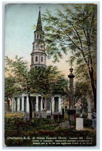 c1910s St. Phillips Episcopal Church Scene Charleston South Carolina SC Postcard