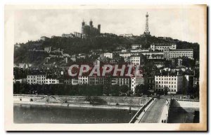 Old Postcard Lyon Le Pont du Change and the Hill of Fourviere