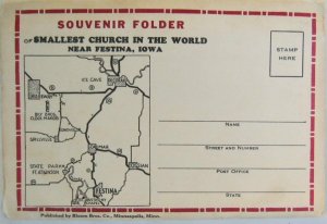 Vintage Postcard Souvenir Folder Smallest Church In The World Festina IA