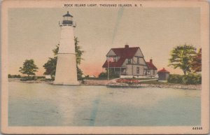 Postcard Rock Island Light Thousand Islands NY