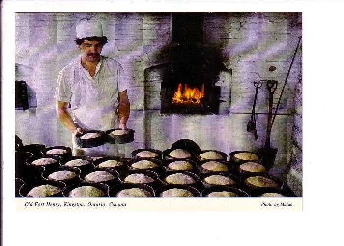 Interior, Baker Preparing Soldiers' Bread, Open Fire Oven, Fort Henry, Kingst...