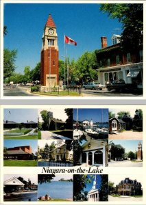 2~4X6 Postcards Niagara-On-The-Lake, Canada STREET SCENE~TOWN CLOCK~YACHT BASIN+