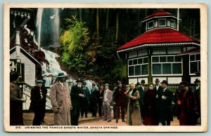 Shasta Springs California~Thirsty Tourists Gather For A Drink of Water 1920s PC 