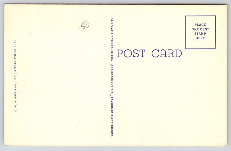 Vermont~Green Mts~Mt Mansfield~Lamoille River~Sunset Scene~Linen 1940s Postcard