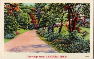 Scenic View, Greetings from Hamburg MI Vintage Postcard I60