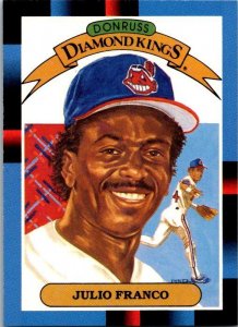 1987 Donruss Baseball Card Julio Franco Cleveland Indians sk20716