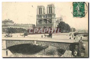 Old Postcard Paris Notre Dame and the Pont