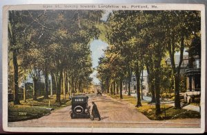 Vintage Postcard 1922 State Street, towards Longfellow Sq., Portland, Maine (ME)