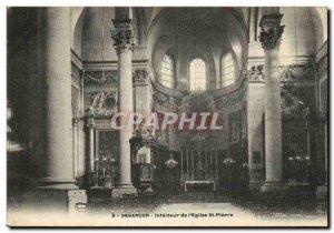 Old Postcard Besancon Interior of St Peter's Church