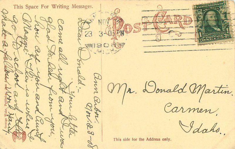 ANN ARBOR MICHIGAN 1908 Medical Building University Wahr postcard 3303 