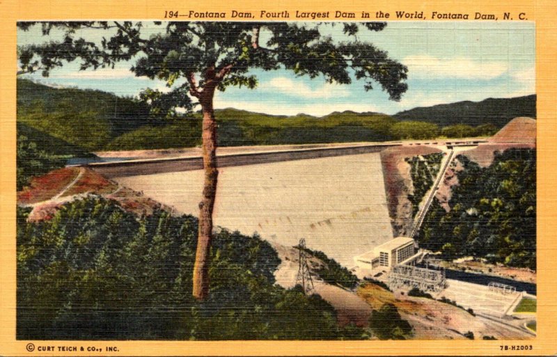 North Carolina Fontana Dam On The Little Tennessee River 1952 Curteich