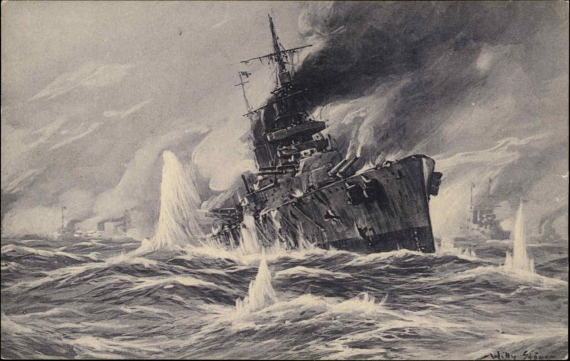 WW1 German photo postcard of warships at sea WW1 German photo postcard of warships at sea