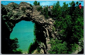 Mackinac Island MI 1970s postcard Arch Rock