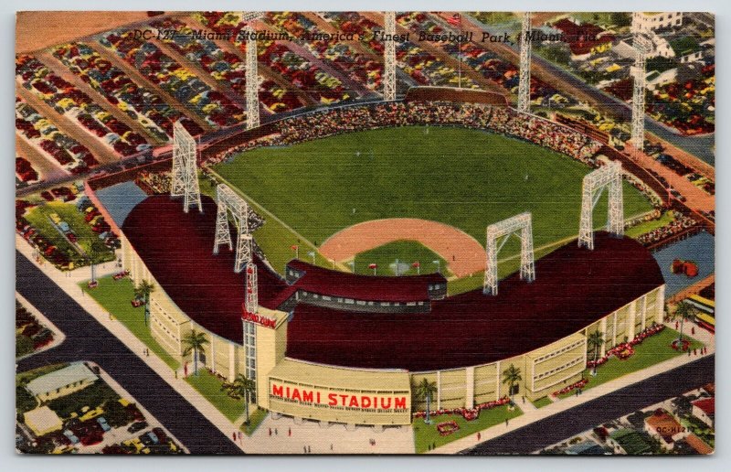 Miami aka Bobby Maduro Stadium~Minor League Baseball~Razed 1999~1950 Linen  PC | United States - Florida - Miami, Postcard