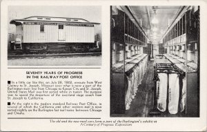 Seventy Years of Progress In Railway Post Office Burlington Route Postcard H3