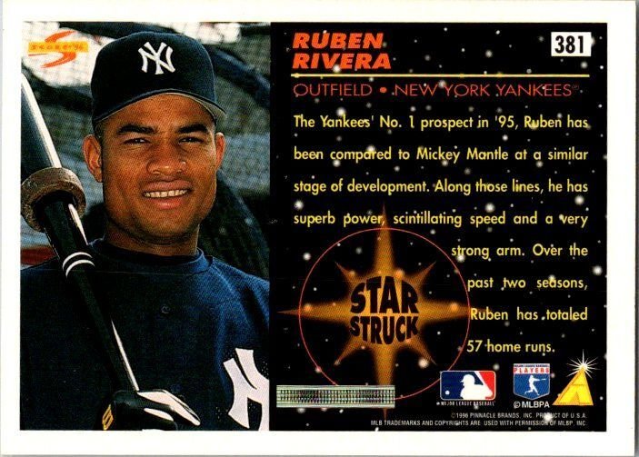 1989 Score Baseball Card Ruben Rivera New York Yankees sk20879