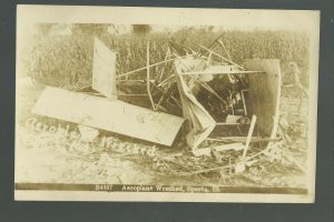 Sparta ILLINOIS RP c1910 AIRPLANE WRECK Disaster nr St. Louis Belleville Red Bud