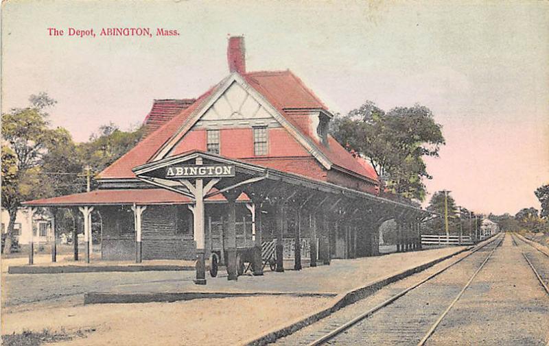 Abington MA Railroad Station Train Depot Postcard