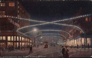 Birmingham Alabama AL Third Ave at Night Tuck c1910 Postcard