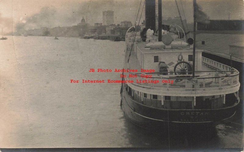 MD, Baltimore, Maryland, RPPC, Steamer Cretan of Baltimore at Dock, Photo