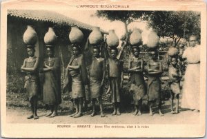 Rwanda Kabgayi Young Christian Girls Going to the River Vintage Postcard 09.12 