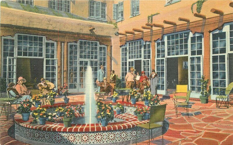 La Fonda Hotel Santa Fe New Mexico roadside Willis Teich Postcard 20-325