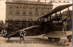 Mint France Aviation RPP Postcard German Aircraft in Nancy Square World War 1