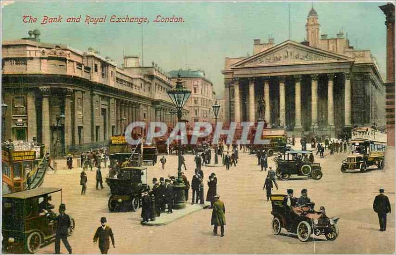 Old Postcard The bank and the Royal Exchange London