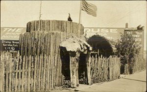 Eureka CA Stump House American Flag Peterson Real Photo Postcard c1920