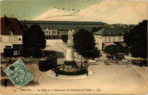 CPA TROYES - La Gare et le Monument des Enfants de l'Aube (71999)