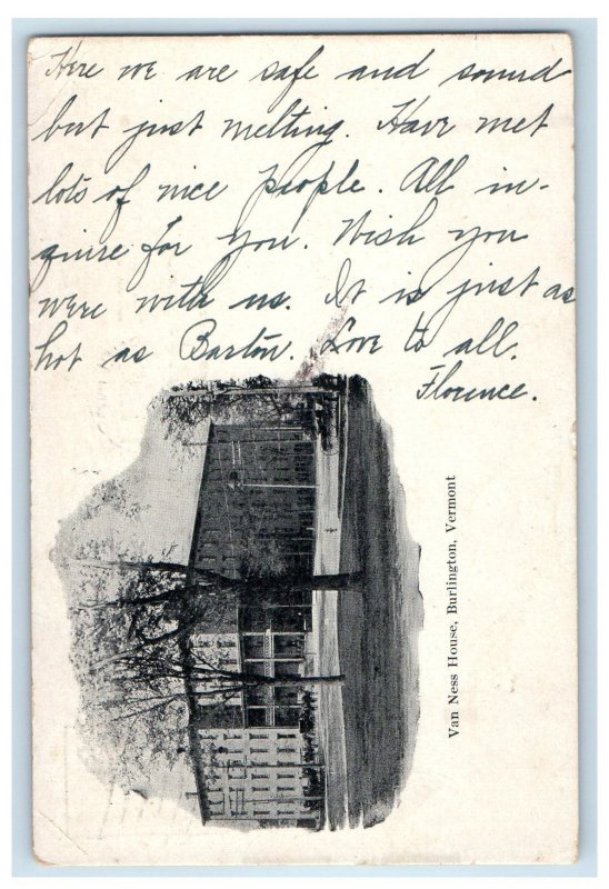 1905 Van Ness Home Burlington Vermont VT Posted Antique PMC Postcard