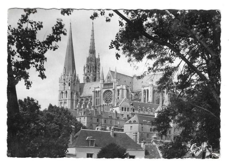 France Chartres Cathedral Notre Dame South Side Glossy Photo GREFF 4X6 Postcard