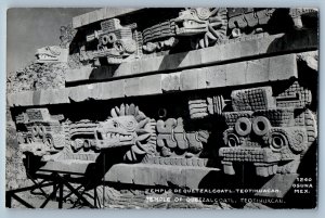 Teotihuacan Mexico Mexico Postcard Temple of Quetzalcoatl c1950's RPPC Photo