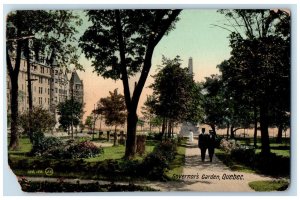 1911 Walk Scene Monument Governor's Garden Quebec Canada Antique Postcard