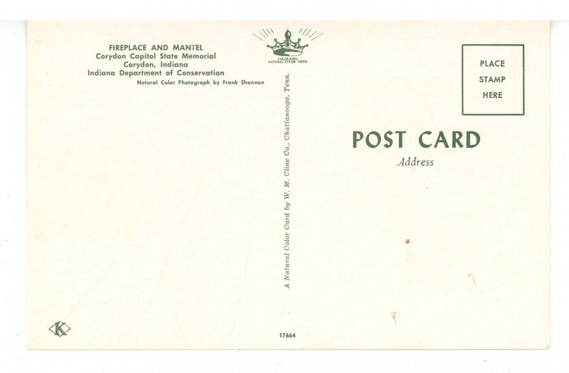 IN - Corydan. Indiana Capitol State Memorial, Fireplace & Mantel