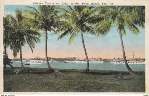 PALM BEACH, Florida, 1910-1920s; Private Yachts On Lake Worth