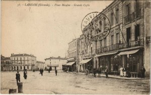 CPA LANGON - Place Maubec - Grands Cafés (140188)