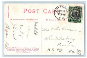 c1910 Panama Stamp Overprint Cristobal Mount Hope Cemetery Colon Postcard 