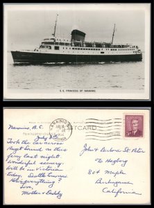 Abro Stamps Canada 1952 RPPC S.S.Princess of NANAIMO BC Postcard Pc