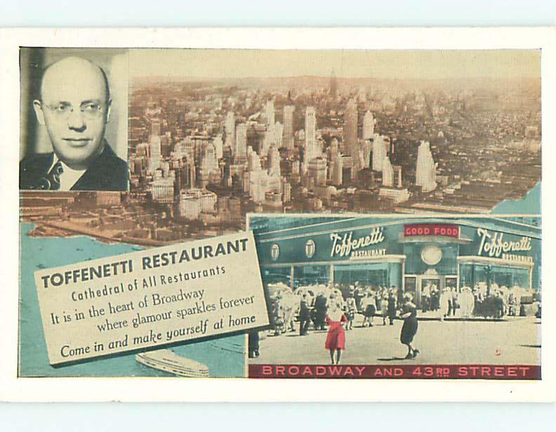 Unused Pre-1980 TOFFENETTI RESTAURANT Manhattan - New York City NY v6002-15