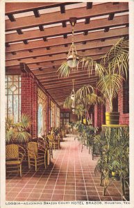 Loggia Interior Brazos Court Hotel Houston Texas 1910c postcard