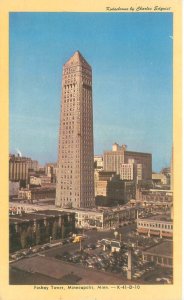 Minneapolis Minnesota Foshay Tower, Old Cars Postcard Unused, Dexter Press