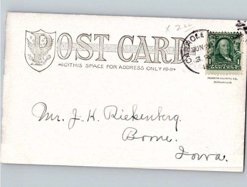 c1905 High School CARROLL Iowa IA Undivided Back UDB Postcard