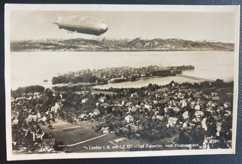 Mint Germany Real Picture Postcard Graf Zeppelin LZ 127 Over Lindau