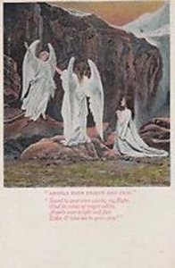 Angel Angels Bright Virgin White Fair Poetry Song Card Antique Postcard